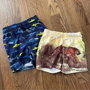 Toddler swim trunks bundle, sharks and tiger, size 18-24M (Baby Gap & Old Navy)